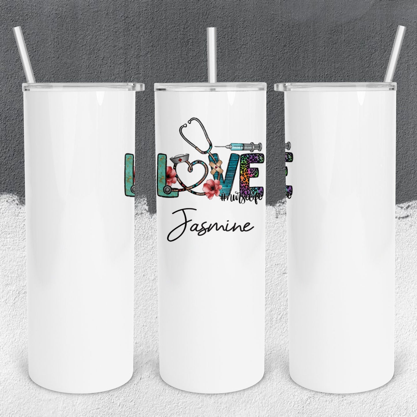 Personalized Love #NurseLife Tumbler - Sublimated