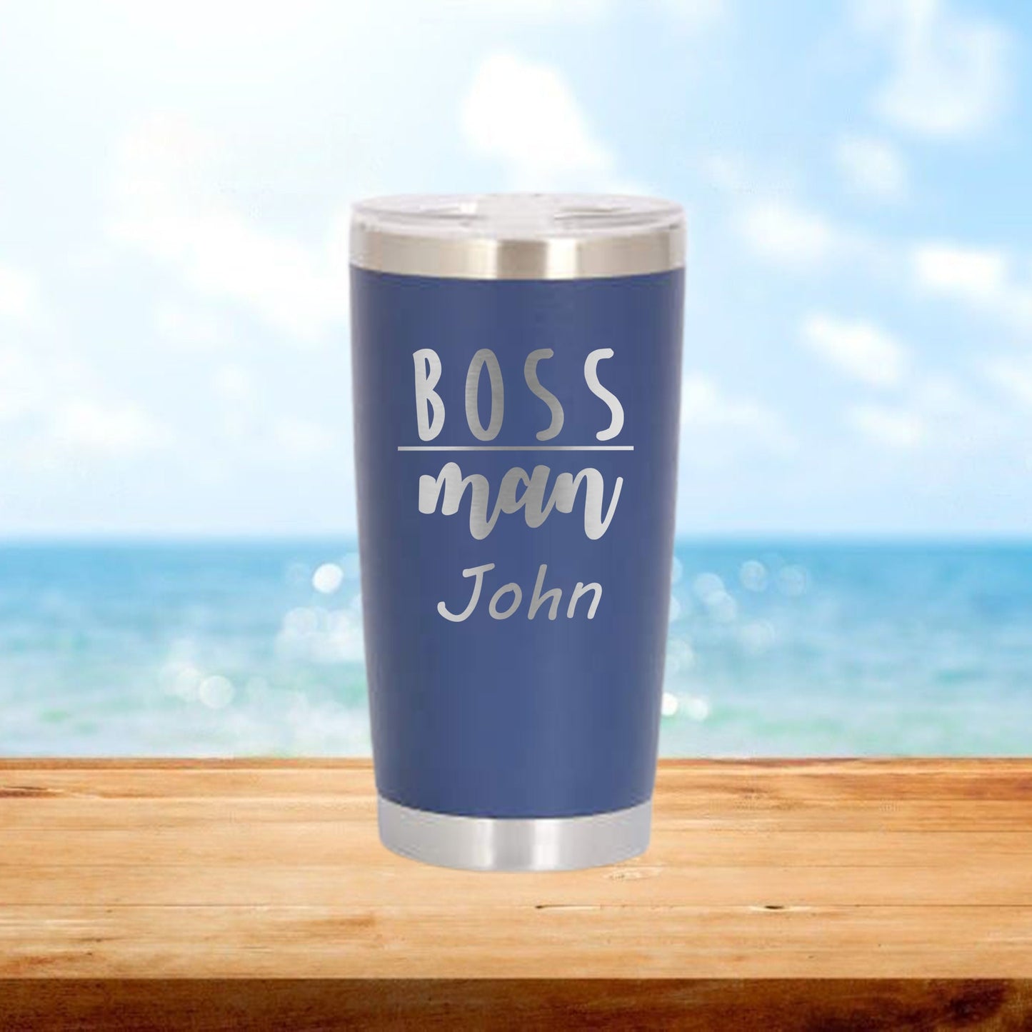 Personalized Boss Man Travel Tumbler - Laser Engraved