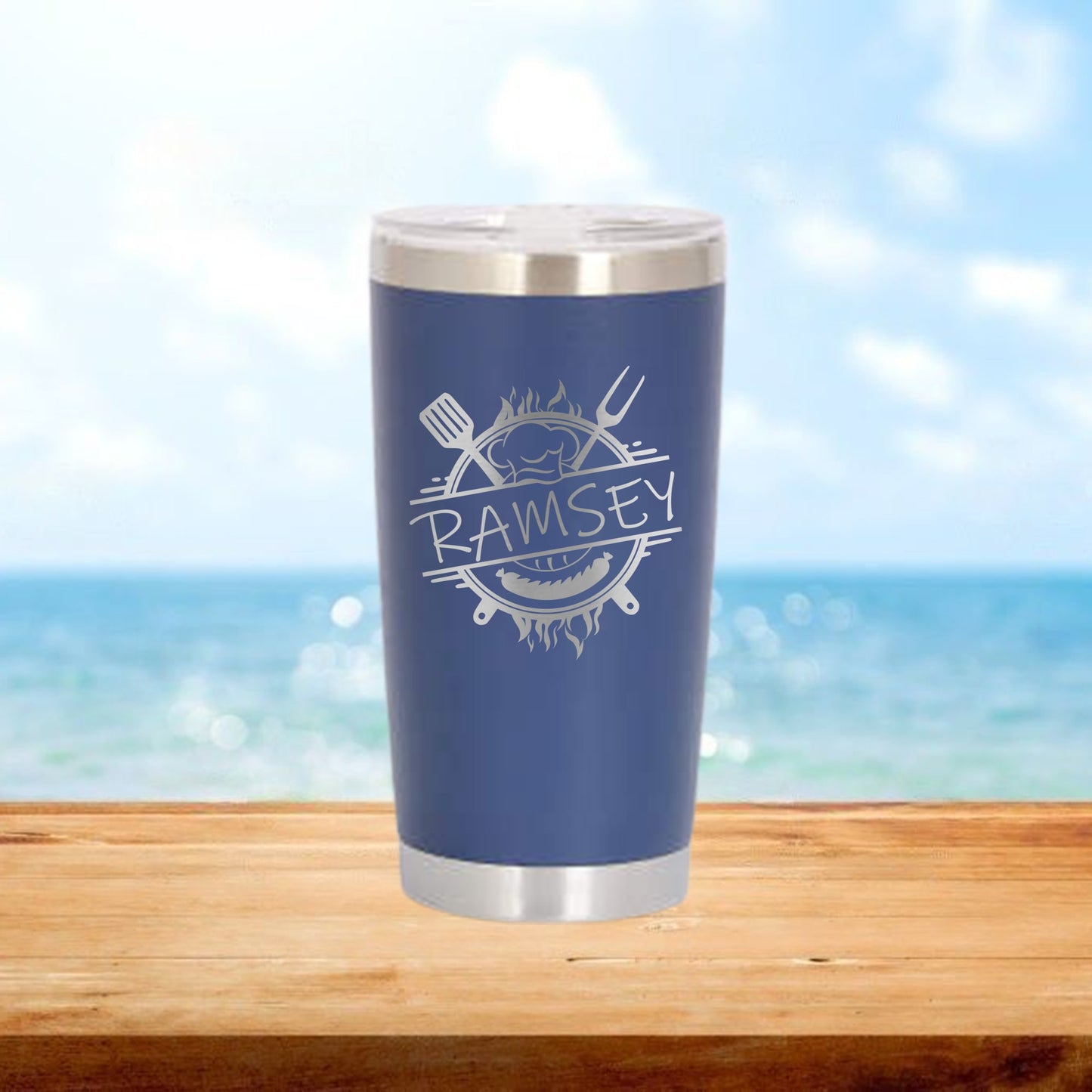 Personalized Chef Monogram Travel Tumbler - Laser Engraved