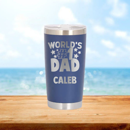 Personalized World's #1 Dad Travel Tumbler - Laser Engraved