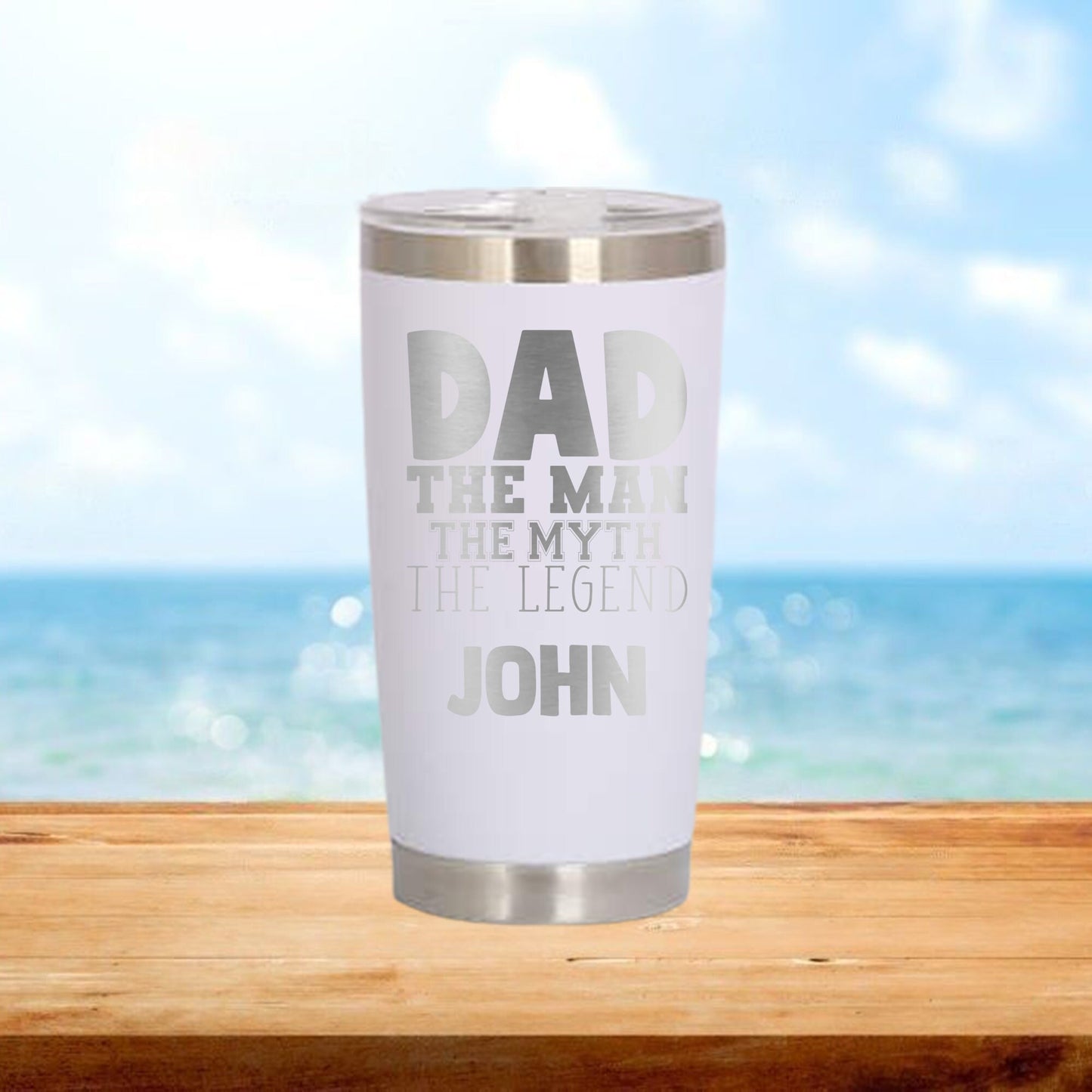 Personalized The Man, The Myth, The Legend Dad Travel Tumbler - Laser Engraved