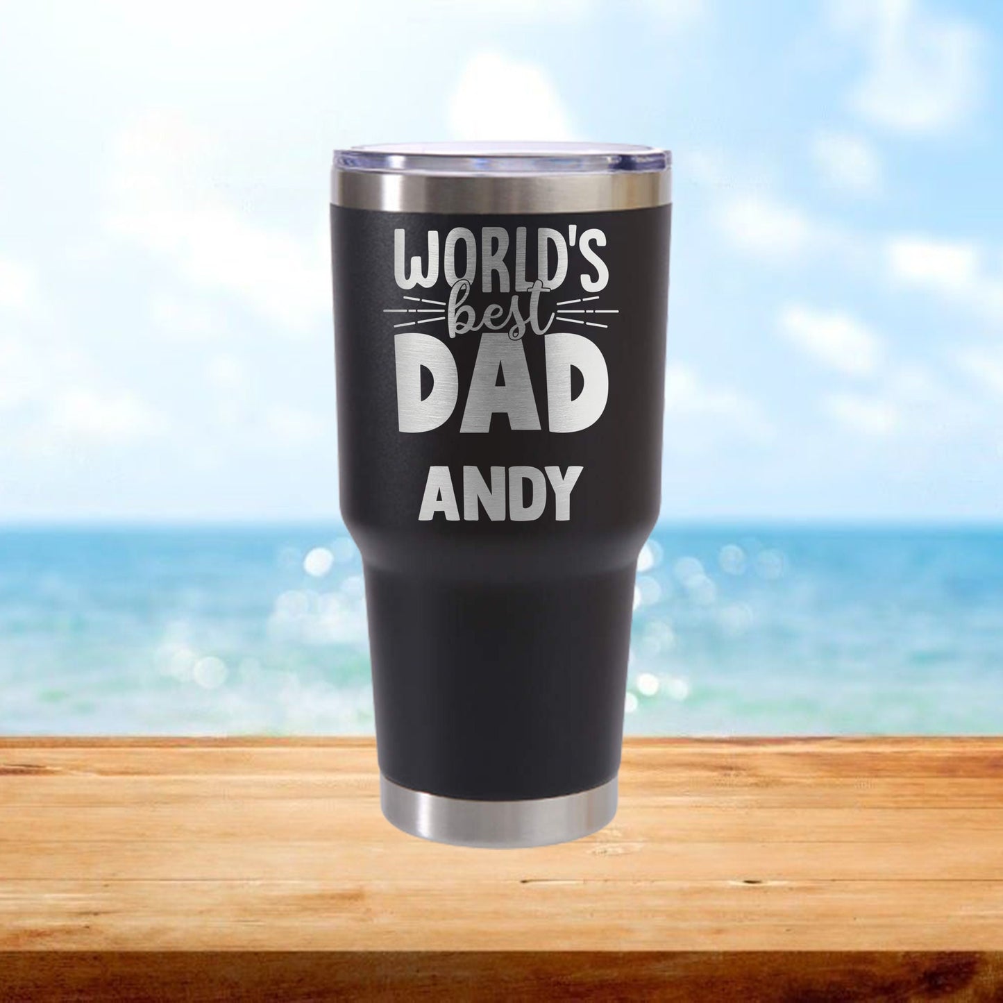 Personalized World's Best Dad Travel Tumbler - Laser Engraved