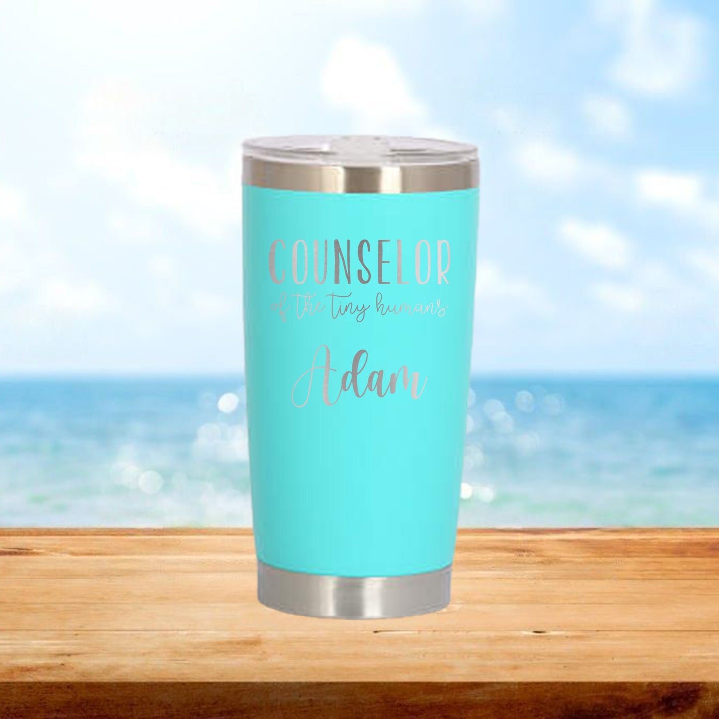 Personalized Counselor of Tiny Humans Daycare Travel Tumbler - Laser Engraved