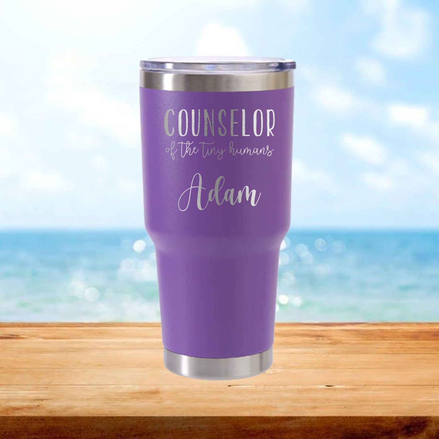 Personalized Counselor of Tiny Humans Daycare Travel Tumbler - Laser Engraved