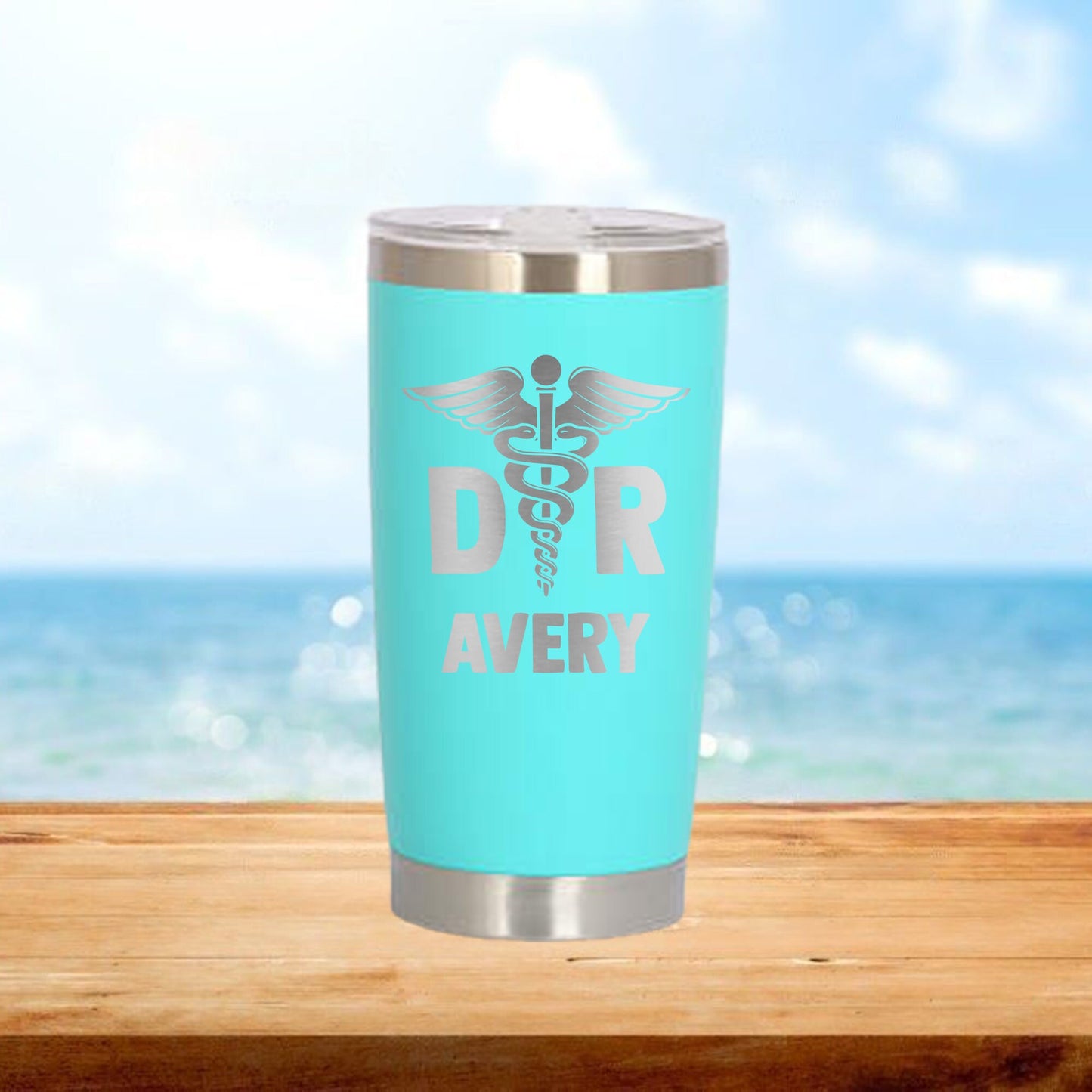 Personalized Doctor Caduceus Travel Tumbler - Laser Engraved