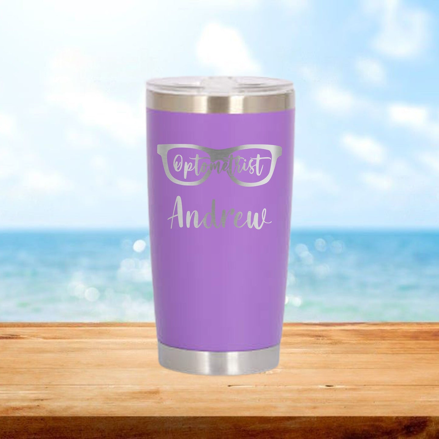 Personalized Optometrist Glasses Travel Tumbler - Laser Engraved