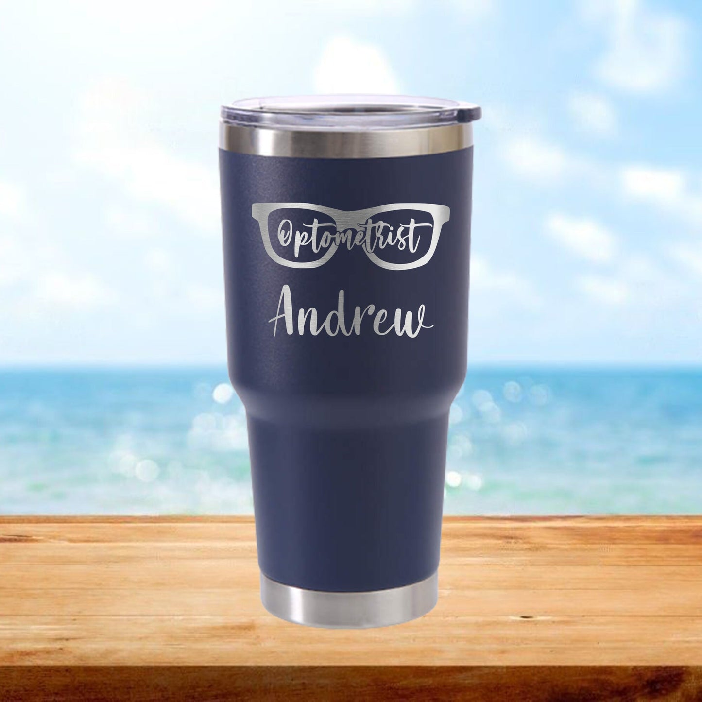 Personalized Optometrist Glasses Travel Tumbler - Laser Engraved