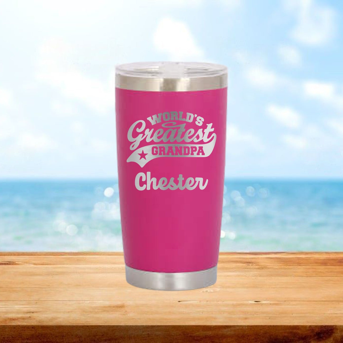 Personalized World's Greatest Grandpa Travel Tumbler - Laser Engraved