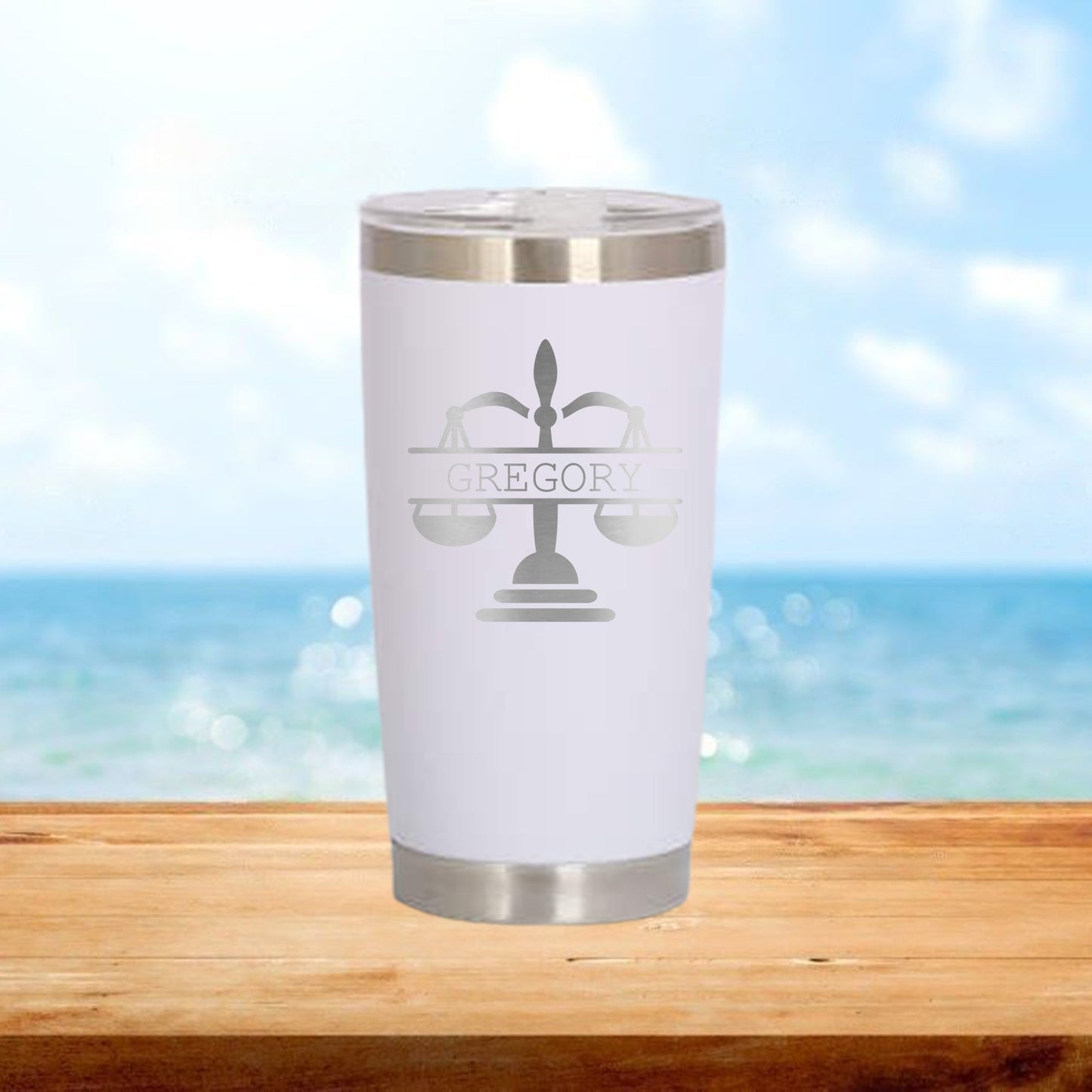 Personalized Lawyer Monogram Travel Tumbler - Laser Engraved