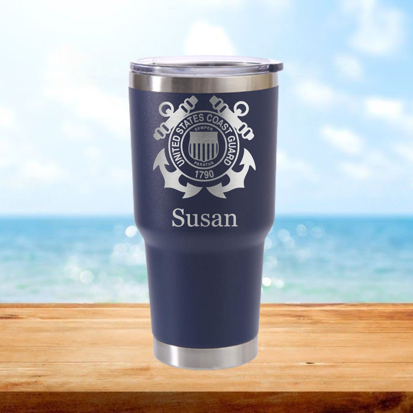 Personalized Coast Guard Travel Tumbler - Laser Engraved