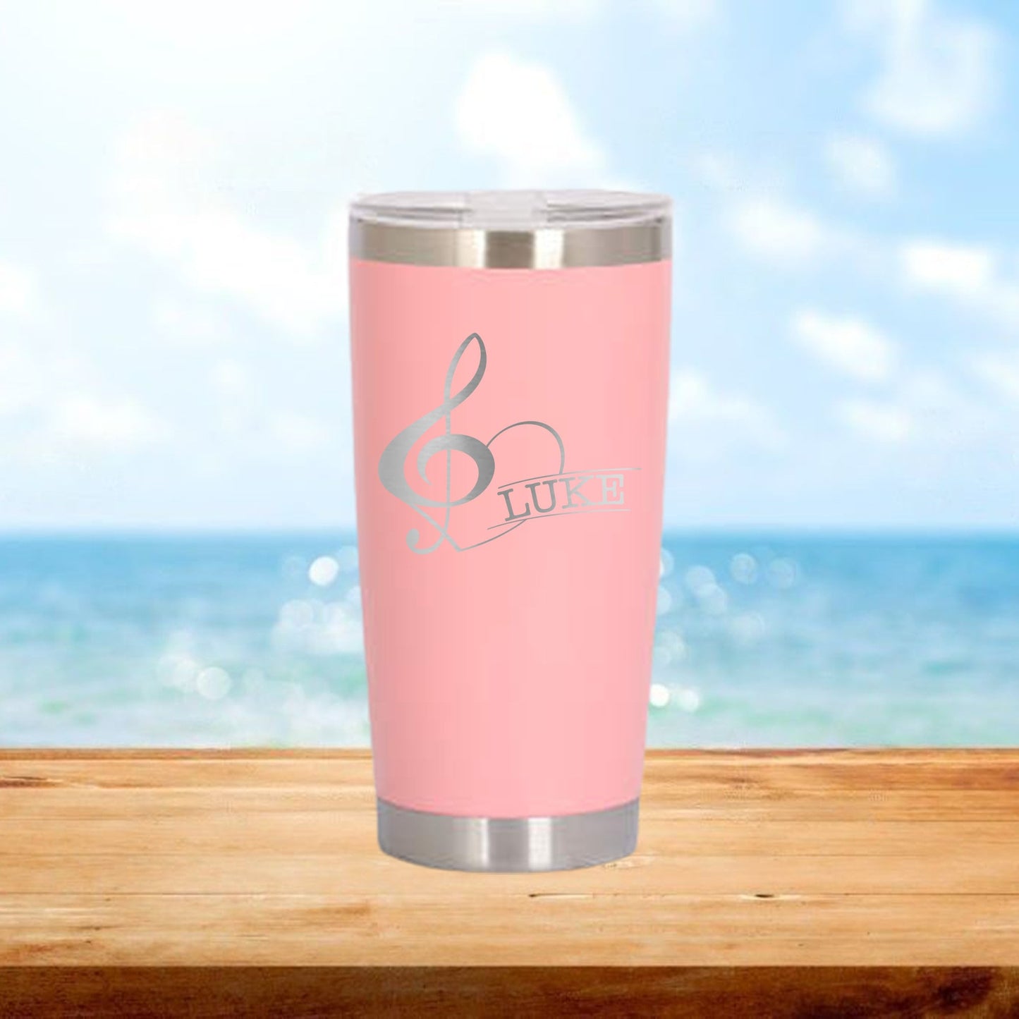 Personalized Music Note Travel Tumbler - Laser Engraved