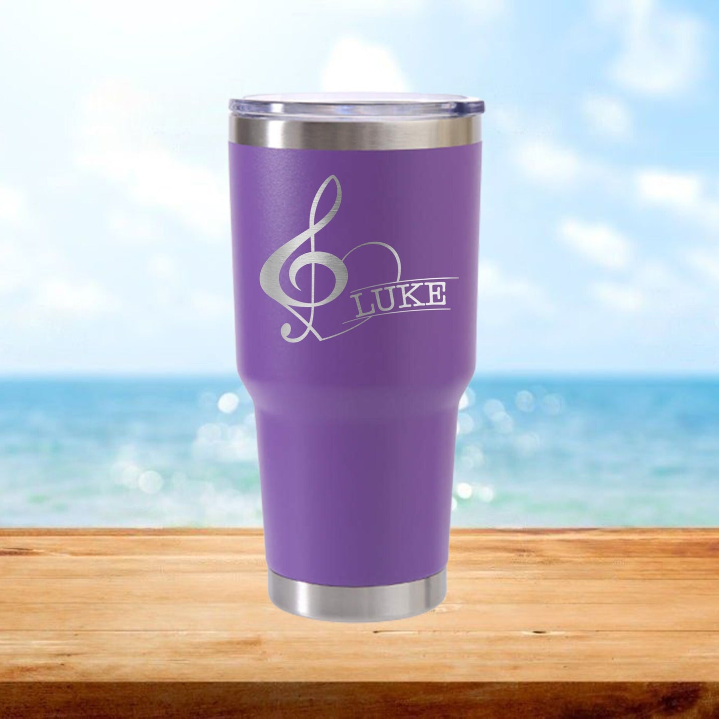 Personalized Music Note Travel Tumbler - Laser Engraved