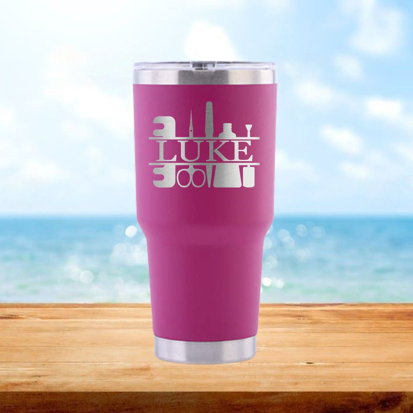 Personalized Nail Equipment Monogram Travel Tumbler - Laser Engraved