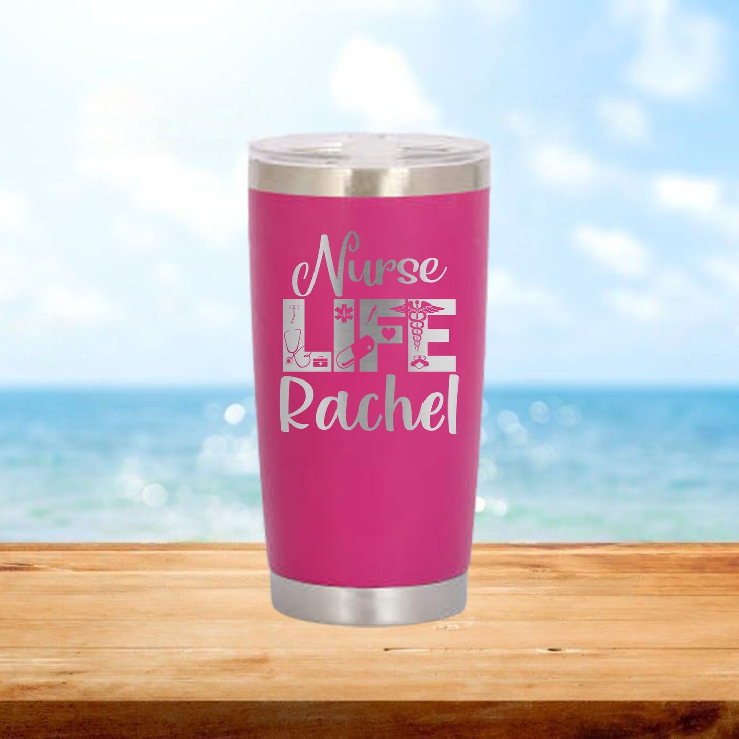 Personalized Nurse Life Travel Tumbler - Laser Engraved