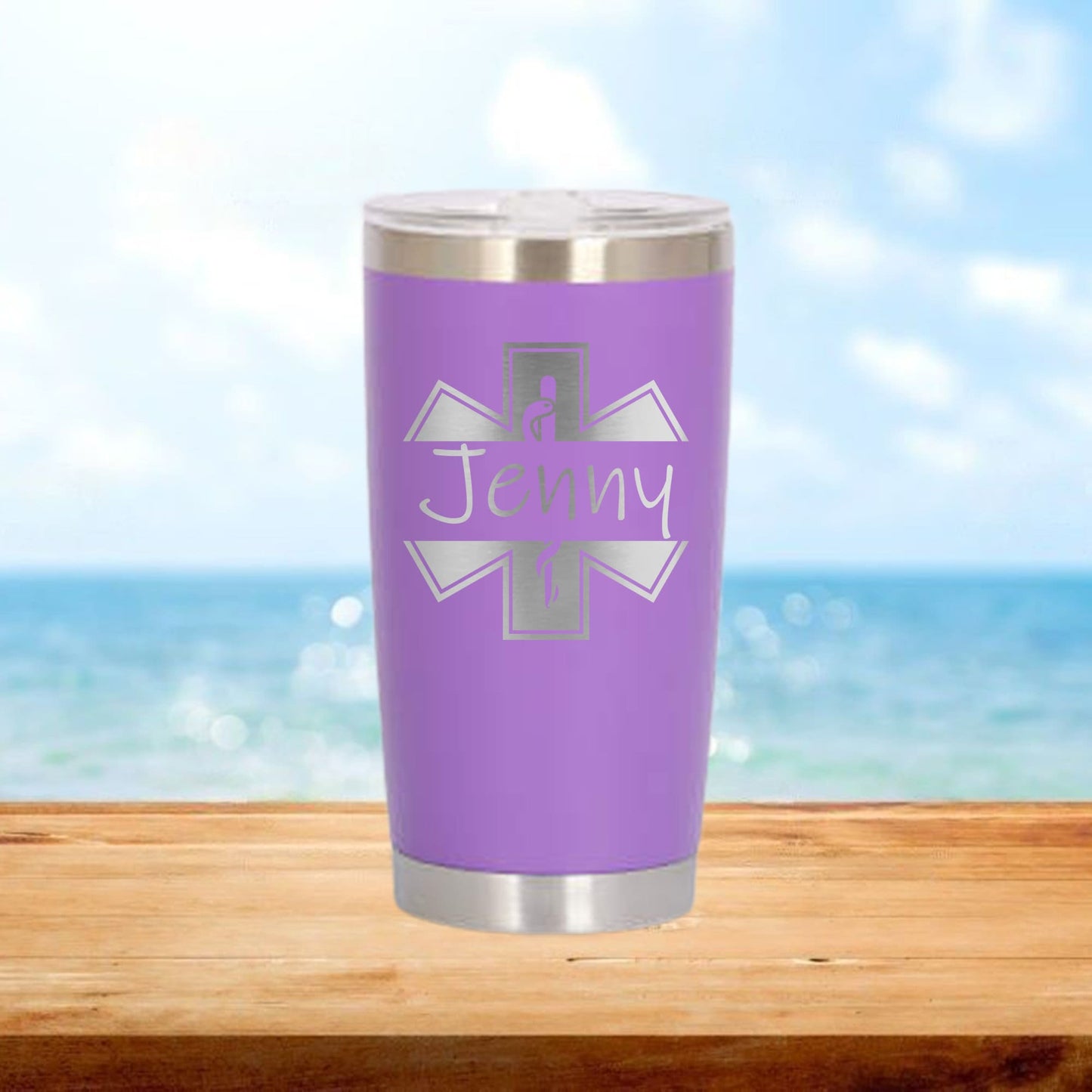 Personalized Paramedic Split Monogram Travel Tumbler - Laser Engraved