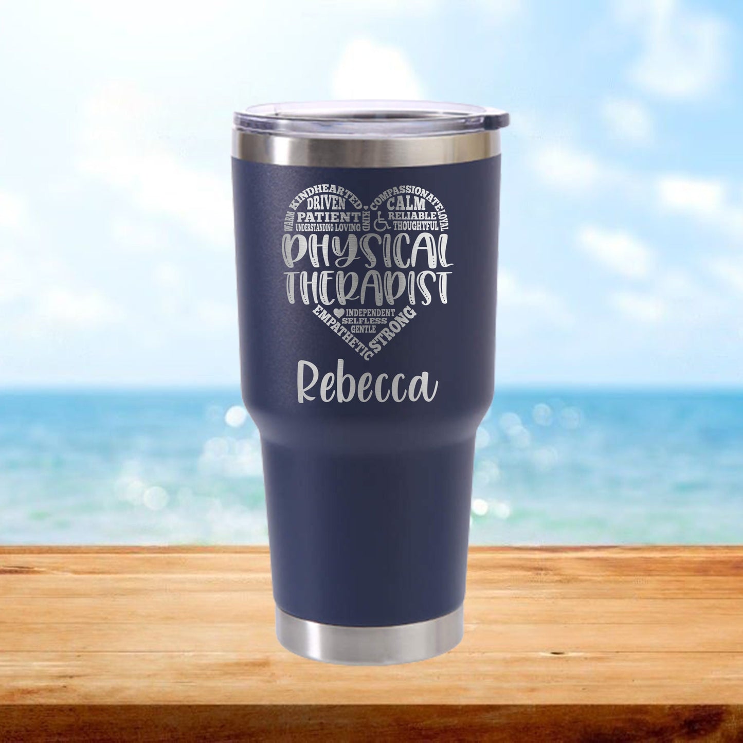 Personalized Physical Therapist Heart Travel Tumbler - Laser Engraved