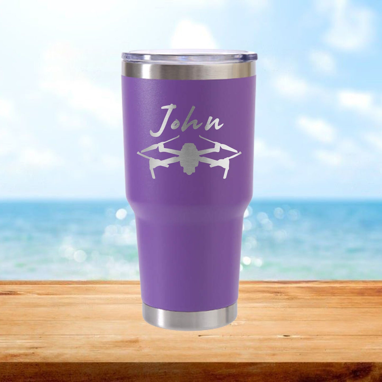 Personalized Drone Pilot Travel Tumbler - Laser Engraved