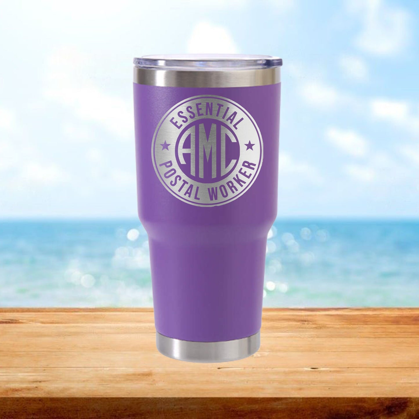 Personalized Essential Postal Worker Monogram Travel Tumbler - Laser Engraved