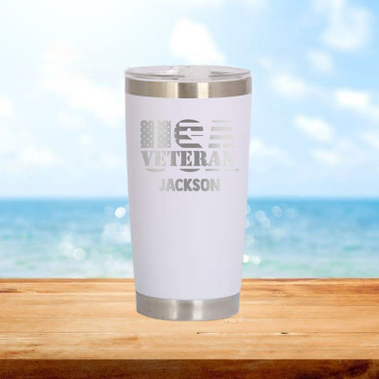 Personalized USA Veteran Travel Tumbler - Laser Engraved