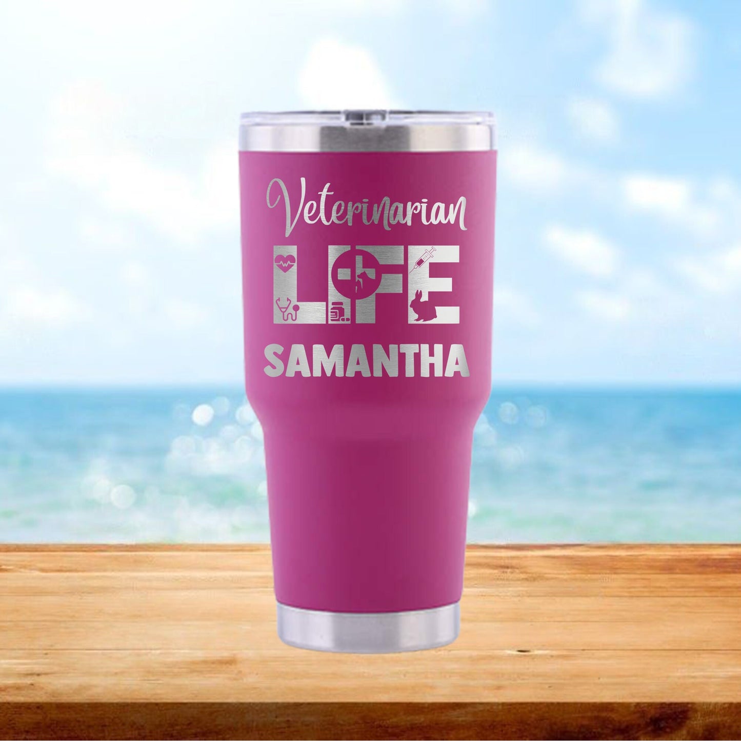 Personalized Veterinarian Life Travel Tumbler - Laser Engraved