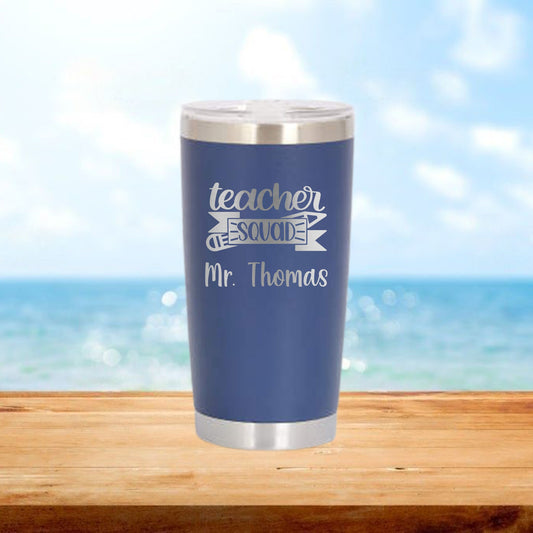 Personalized Teacher Squad Travel Tumbler - Laser Engraved