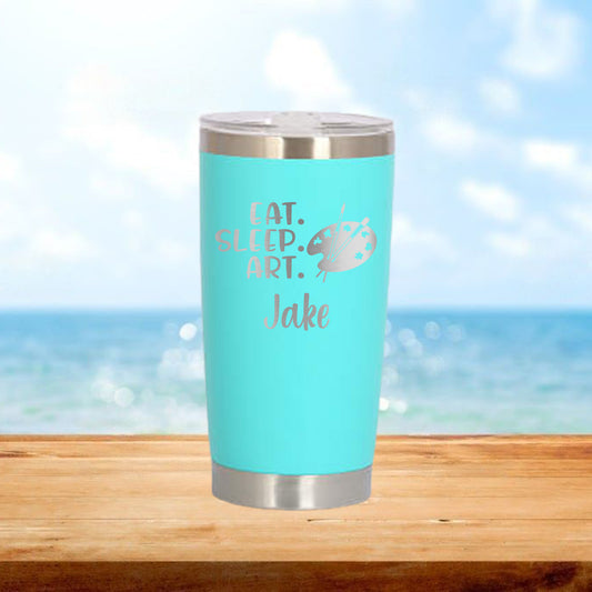 Personalized Artist Eat Art Sleep Travel Tumbler - Laser Engraved