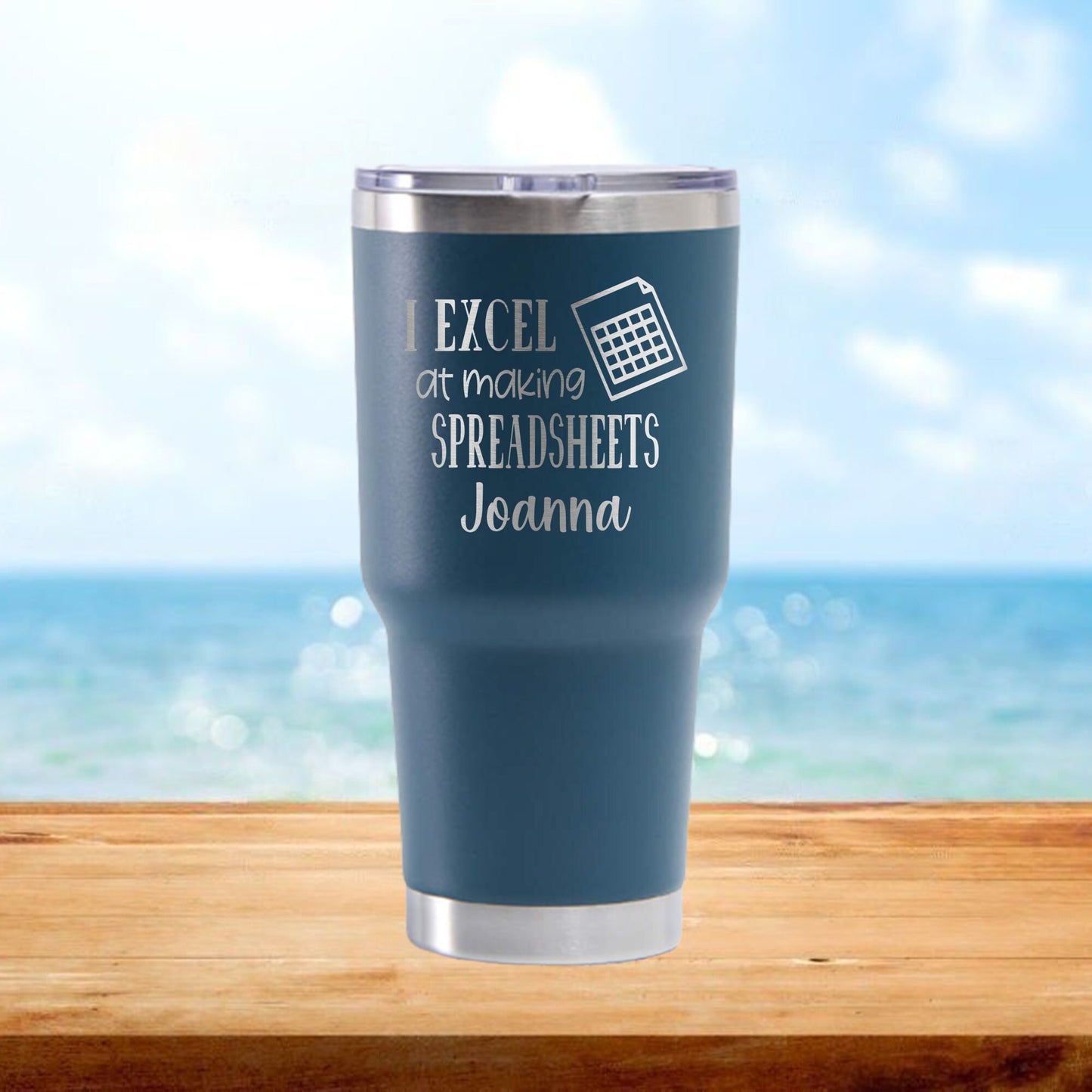 Personalized Accountant Excel at Spreadsheets Travel Tumbler - Laser Engraved