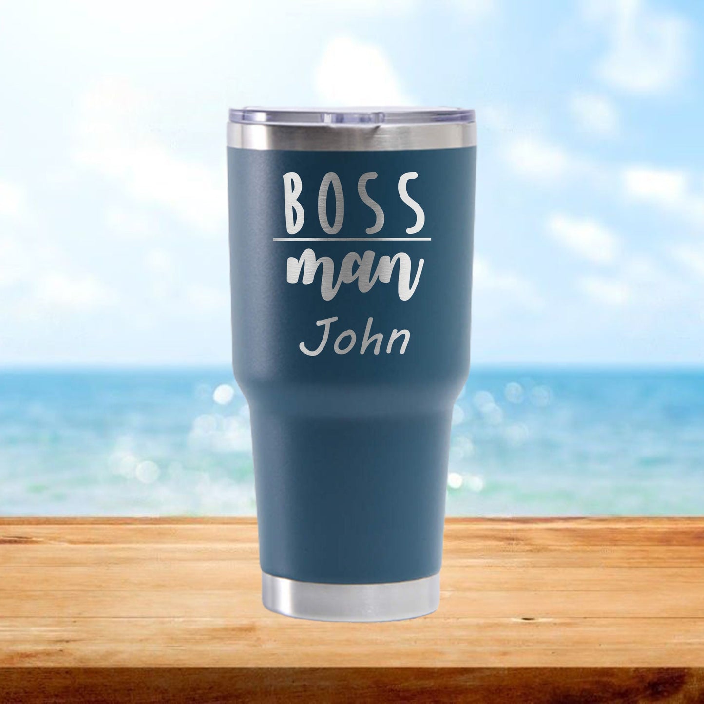 Personalized Boss Man Travel Tumbler - Laser Engraved