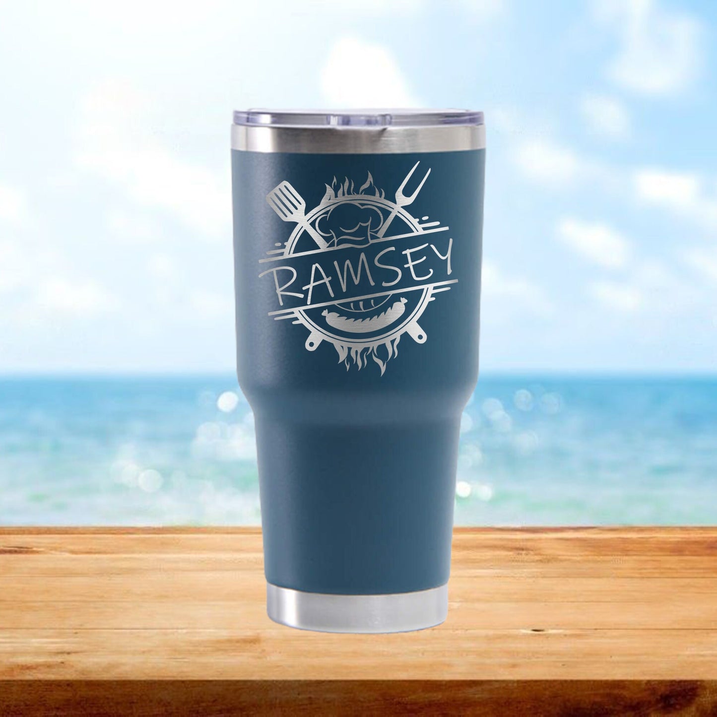 Personalized Chef Monogram Travel Tumbler - Laser Engraved