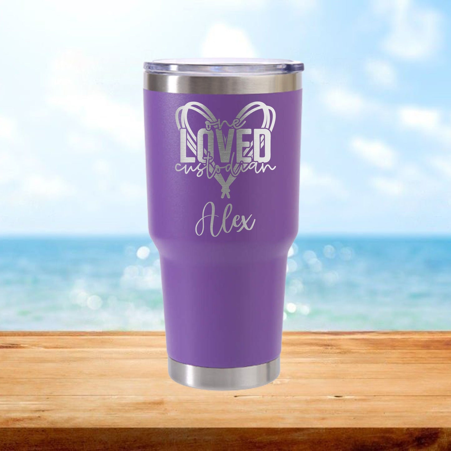 Personalized One Loved Custodian Travel Tumbler - Laser Engraved