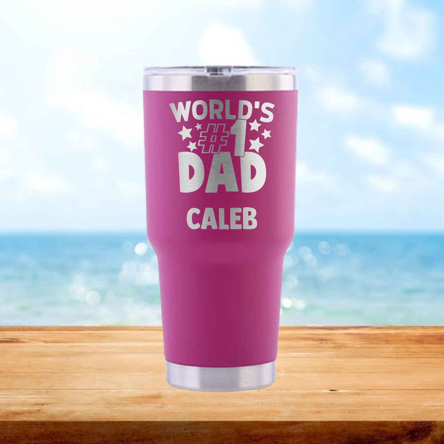 Personalized World's #1 Dad Travel Tumbler - Laser Engraved