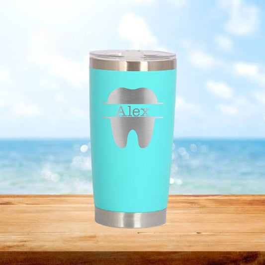 Personalized Dental Monogram Travel Tumbler - Laser Engraved