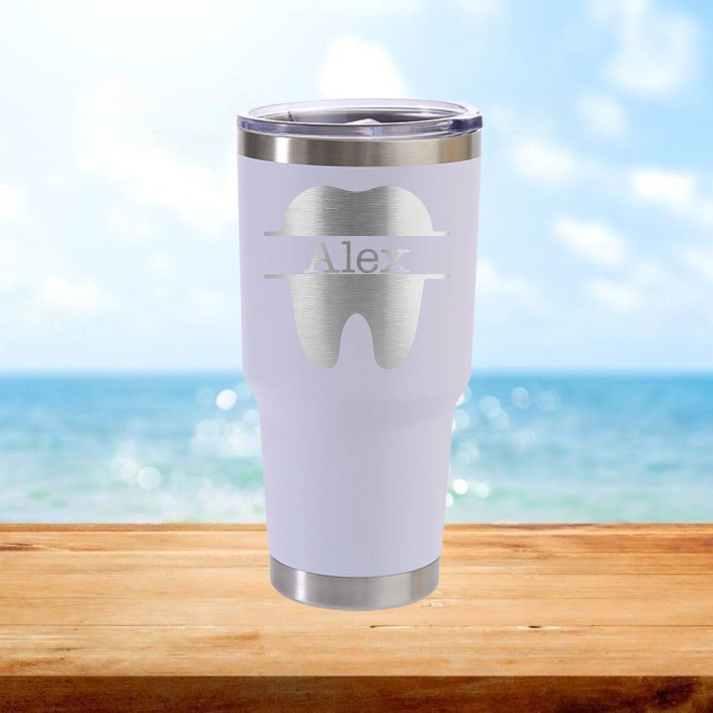 Personalized Dental Monogram Travel Tumbler - Laser Engraved