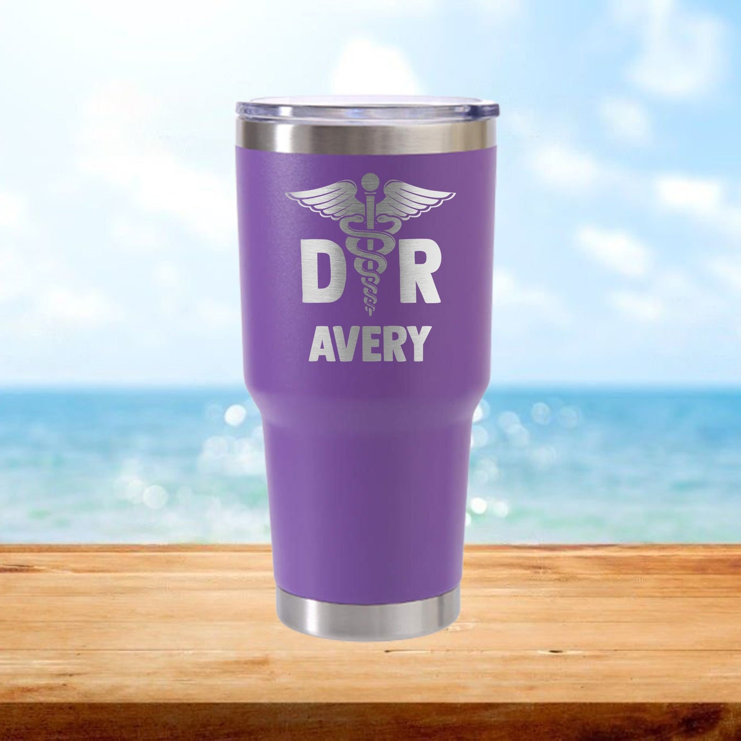 Personalized Doctor Caduceus Travel Tumbler - Laser Engraved