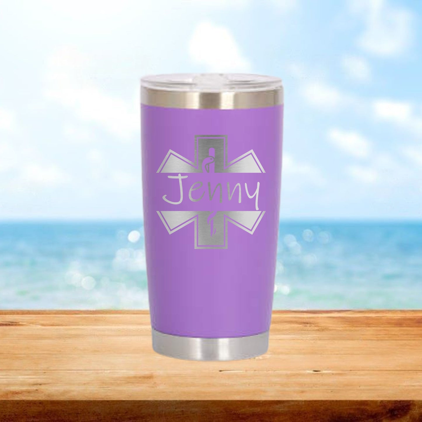 Personalized EMS Monogram Travel Tumbler - Laser Engraved