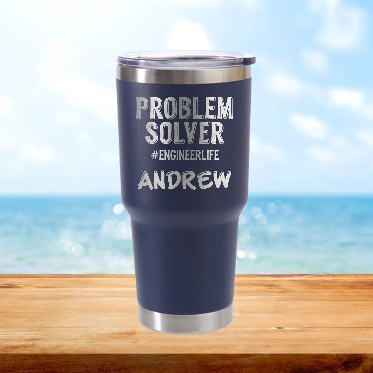 Personalized Problem Solver Engineer Travel Tumbler - Laser Engraved