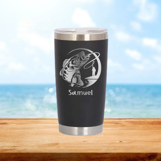 Personalized Fisher Travel Tumbler - Laser Engraved