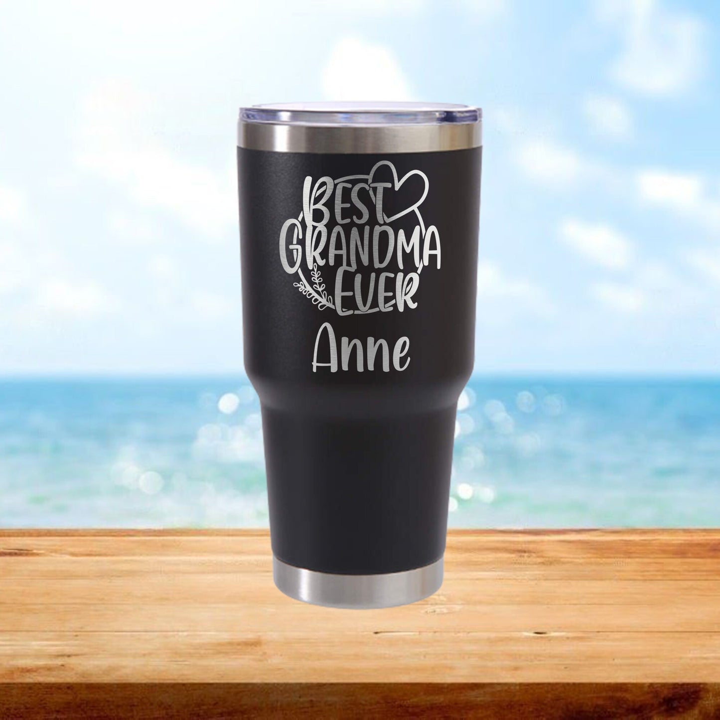 Personalized Best Grandma Ever Travel Tumbler - Laser Engraved