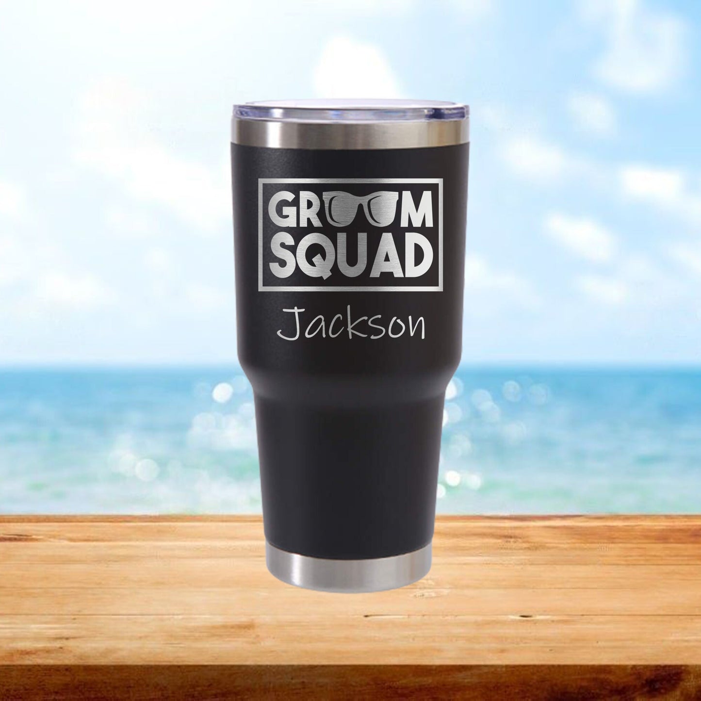 Personalized Groomsmen Groom Squad Travel Tumbler - Laser Engraved