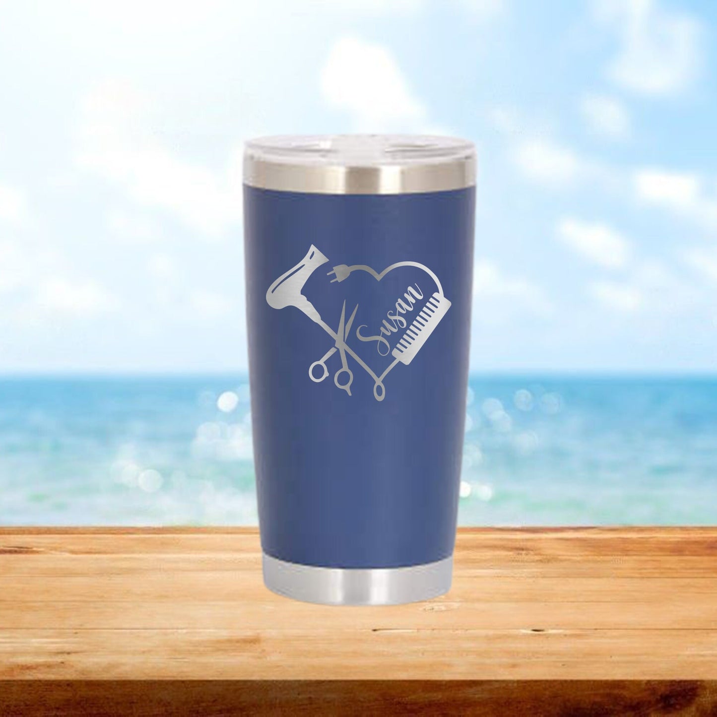 Personalized Hairdresser Heart Travel Tumbler - Laser Engraved