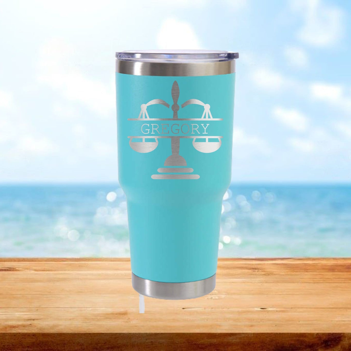 Personalized Lawyer Monogram Travel Tumbler - Laser Engraved