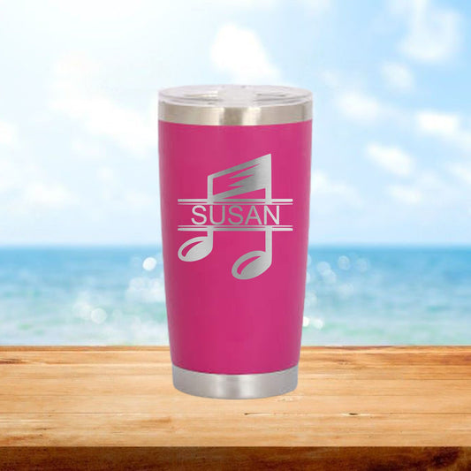 Personalized Music Monogram Travel Tumbler - Laser Engraved