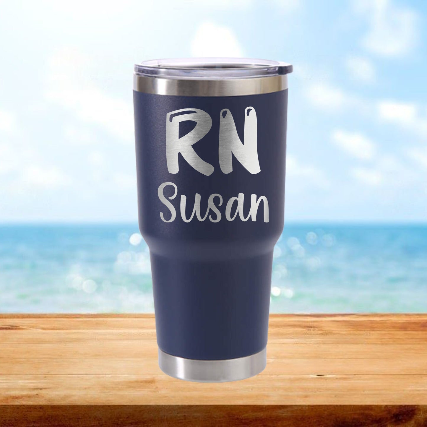 Personalized Nurse Title and Name Travel Tumbler - Laser Engraved