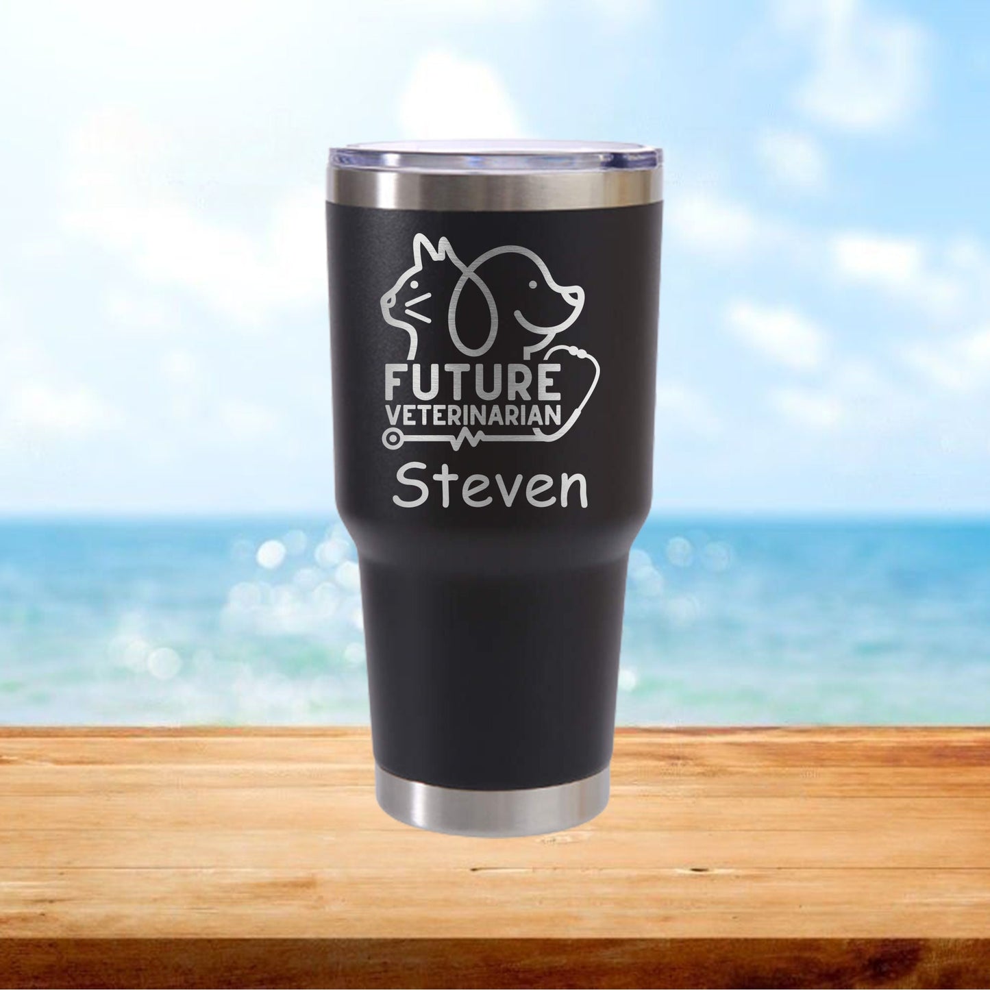 Personalized Future Veterinarian Travel Tumbler - Laser Engraved