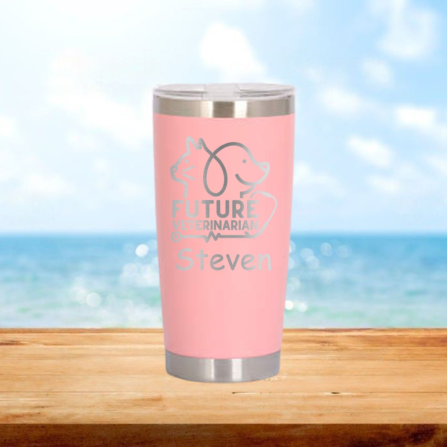 Personalized Future Veterinarian Travel Tumbler - Laser Engraved