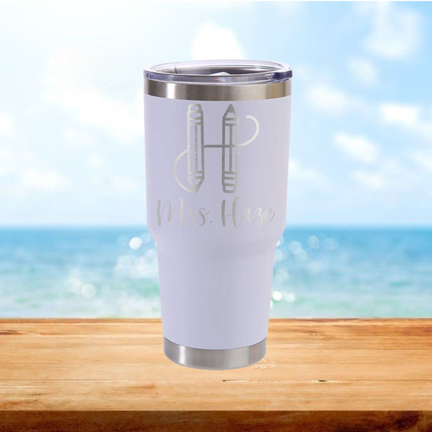 Personalized Teacher Monogram Travel Tumbler - Laser Engraved