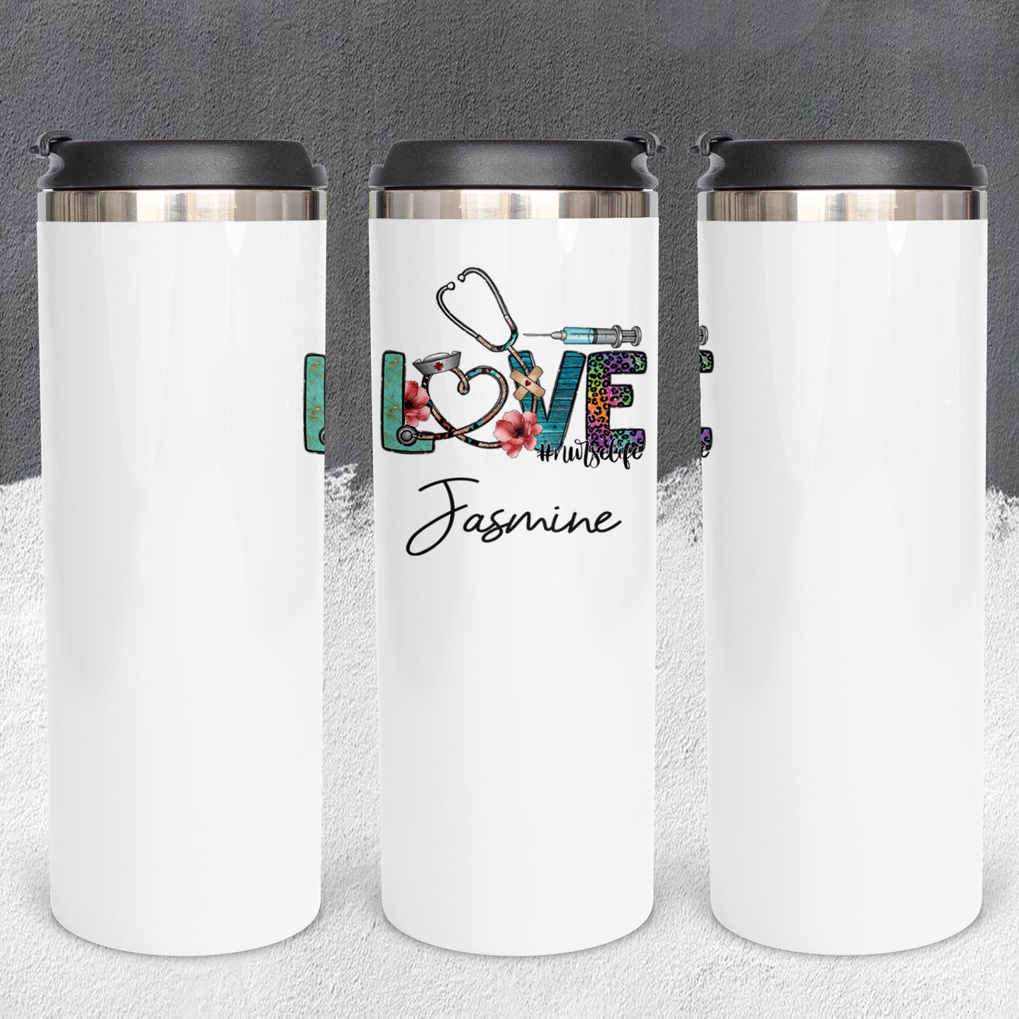 Personalized Love #NurseLife Tumbler - Sublimated