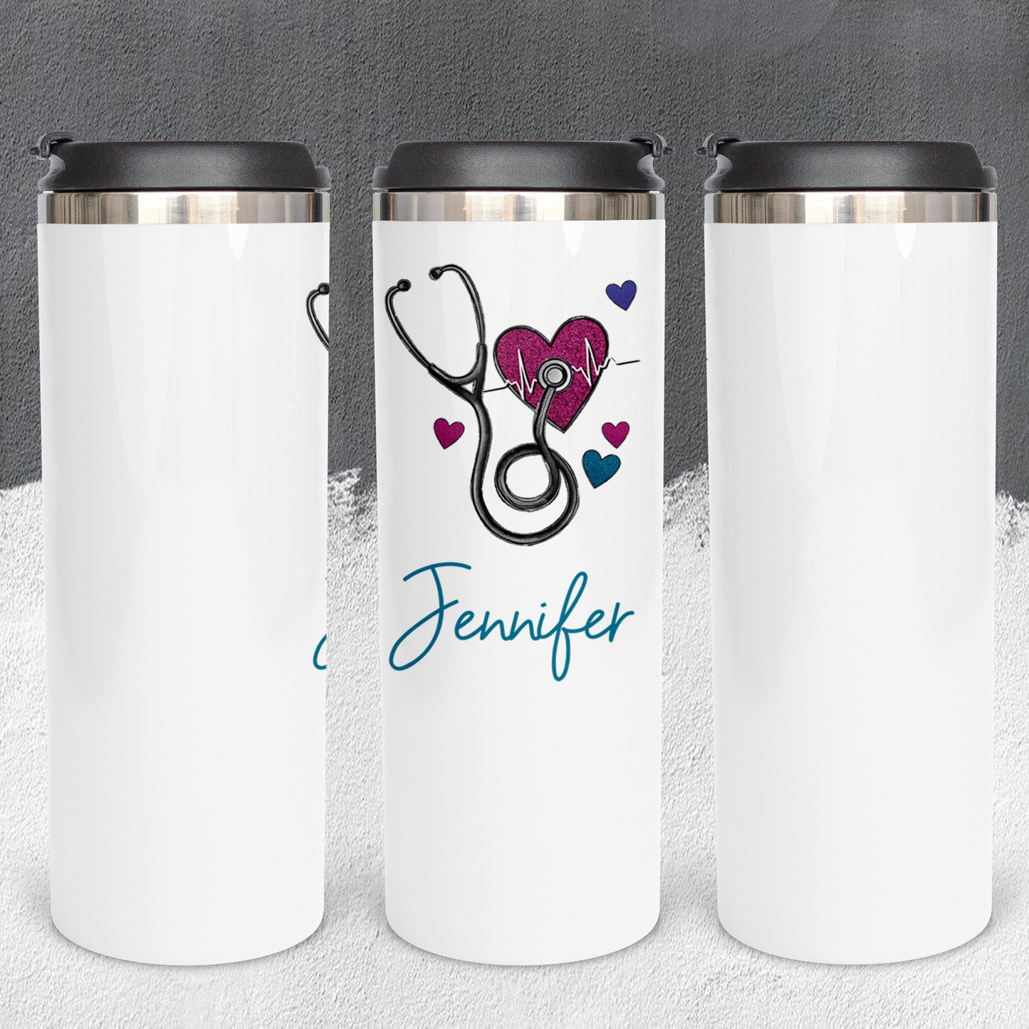 Personalized Nurse Stethoscope and Heart Tumbler - Sublimated