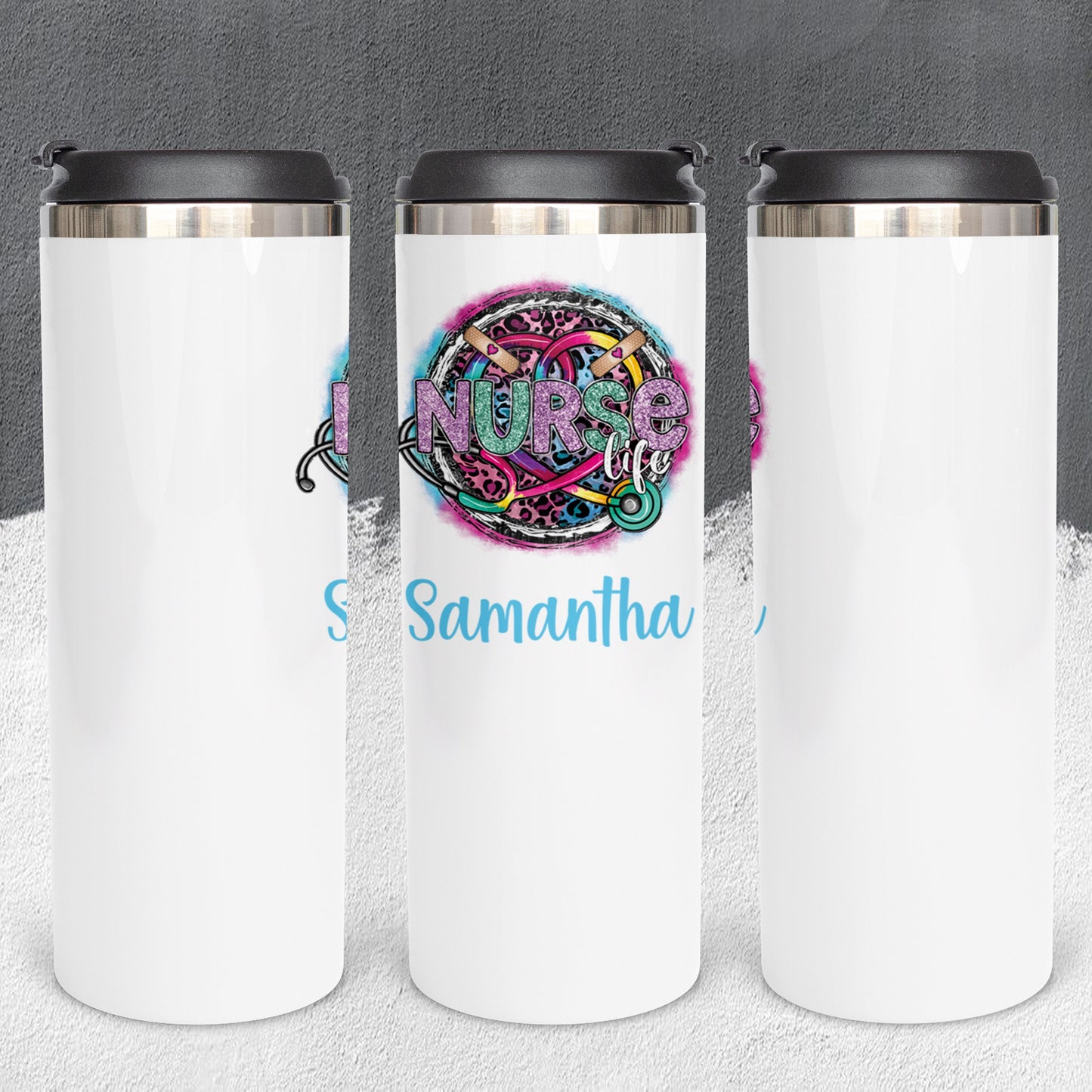 Personalized Glittery Nurse Life Tumbler - Sublimated