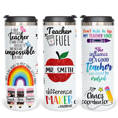 Personalized Teacher Apple Split Monogram Tumbler - Sublimated